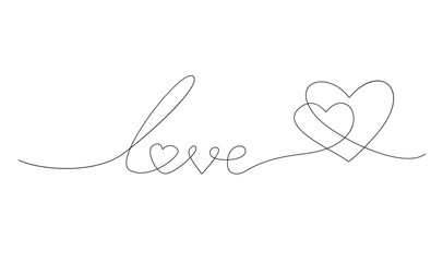 Wall Mural - Hearth love continuous line hand writing illustration template
