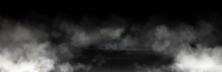 Wall Mural - white smoke cloud with overlay effect on transparent background. realistic border with fog. vector i