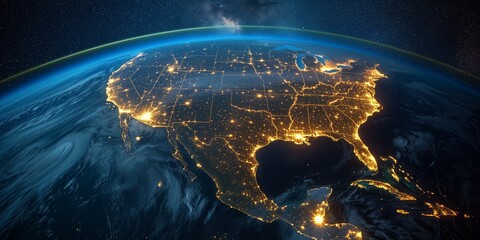 Wall Mural - usa at night from space