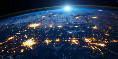 Wall Mural - usa at night from space