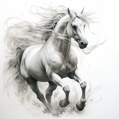 Naklejka na meble Pencil sketch horse spectral ghostly pictures Generative AI