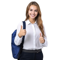 Wall Mural - Female university student smiling happily on PNG transparent background