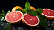 grapefruit and mint zest ruby red grapefruit slices on dark background