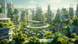 A conceptual smart city with drone-enabled green rooftops,  enhancing biodiversity and environmental sustainability