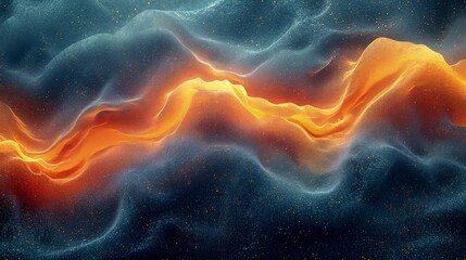 black and orange shiny grainy noise background texture, random liquid waves. medium contrast, low li