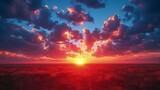 Fototapeta Niebo - the evening sky is filled with Altocumulus clouds, adding dramatic colors to the beautiful sunset view.