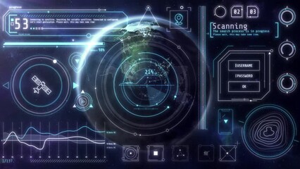 Wall Mural - infographics about satellite communications on the background of the earth.