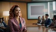 © Visal - Cheerful businesswoman giving a presentation in a boardroom