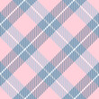 Cute pink and grey plaid seamless patten. Vector diagonal checkered pastel colors plaid textured background. Traditional striped fabric print, texture for fashion, print design, Valentines Day