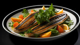 Fototapeta Tęcza - Grilled fish cooked Vegetables, Keto friendly diet. Paleo, keto, food map, dash diet. Healthy concept.
