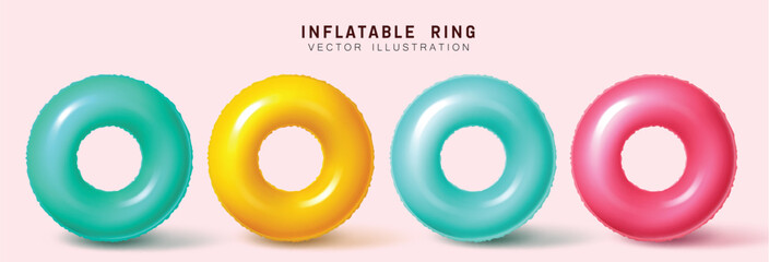 Wall Mural - summer inflatable ring vector set design. summer inflatable rings, floaters objects collection for v