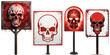 collection of a red sign on a pole with a skull on it