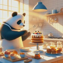Panda Making A Cake
