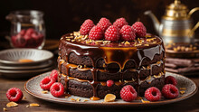 Chocolate Cake With Berries. AI