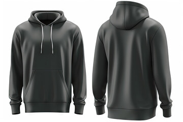 Blank black hoodie template. Hoodie sweatshirt long sleeve  on  white background
