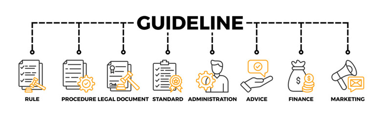 Guideline banner web icon vector illustration concept with icon of rule, procedure, legal document, standard, administration, advice, finance, marketing