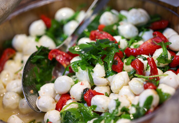 Wall Mural - Salad with mozzarella, arugula and peppers