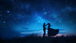 Silhouette of a romantic couple dancing in Twilight , generative ai