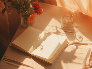 b blank book mockup on the table, photo blank catalog, magazines,book mock up on luxury background