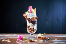 Rocky Road Sundae With Marshmallows And Almonds