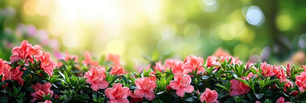 Amazing Garden Flowers Over Blurred Nature, Banner Image For Website, Background, Desktop Wallpaper
