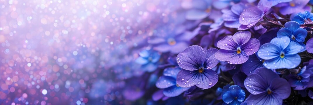 Bouquet Beautiful Spring Violet Flowers, Banner Image For Website, Background, Desktop Wallpaper