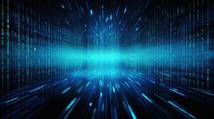 Digital Blue Binary Data on Computer Screen - Coding and Cyber Communication Concept