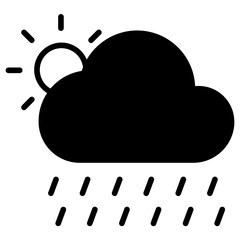 Sticker - Sun Rainy solid glyph icon