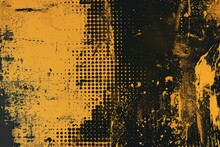 An Abstract Painting Featuring Yellow And Black Colors With Intricate Dot Patterns. Ideal For Adding A Modern Touch To Any Space