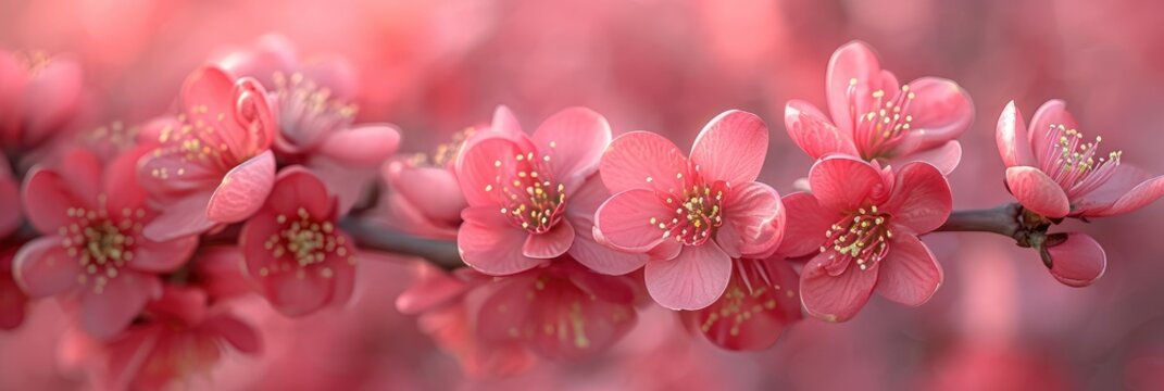 Pink Flowers Spring Blossom Summer Blossoming, Banner Image For Website, Background, Desktop Wallpaper