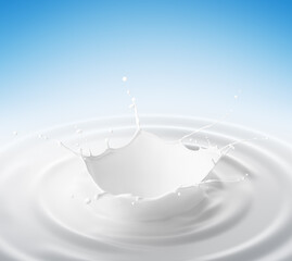 Wall Mural - Close up of a beautiful milk splash with graceful crown