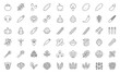 © nadiinko - Vegetables line icon set. Tomato, cherry, cucumber, pepper, broccoli, potato, carrot, cabbage, asparagus minimal vector illustrations. Simple outline signs for natural organic food. Editable Stroke