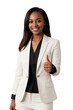 © PNG&Background Image - A black businesswoman confidently smiling and giving a thumbs up, isolated, transparent background, no background. PNG.