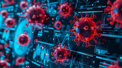 Virus Alert A visual Abstract of a computer screen displaying a virus alert, with attention drawn to the urgency of addressing potential threats to cybersecurity