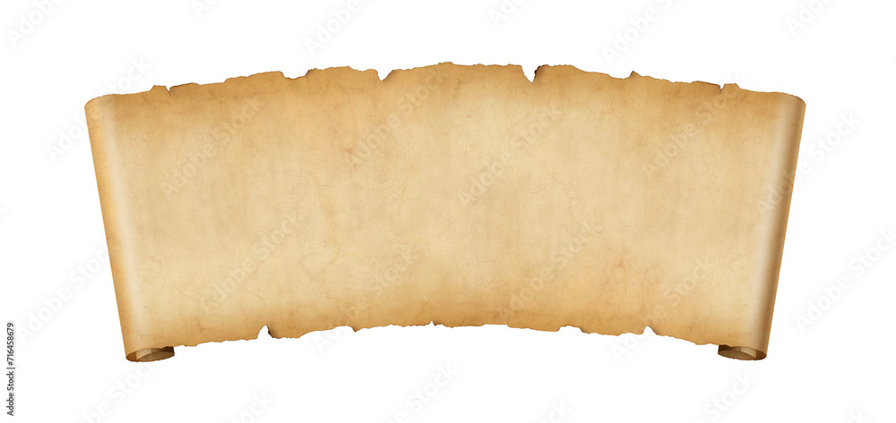 Old paper horizontal banner. Parchment scroll isolated on white Stock ...