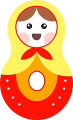 Russian Matryoshka Doll in National Costume Vector illustration