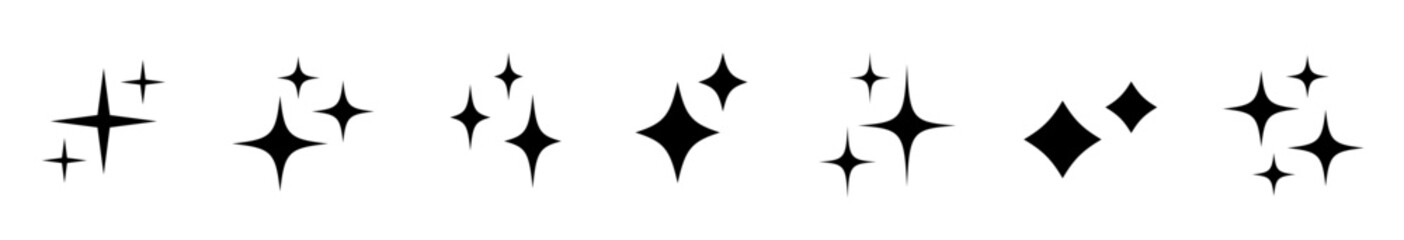 Wall Mural - stars line art icon. sparkle star icons. shine icons