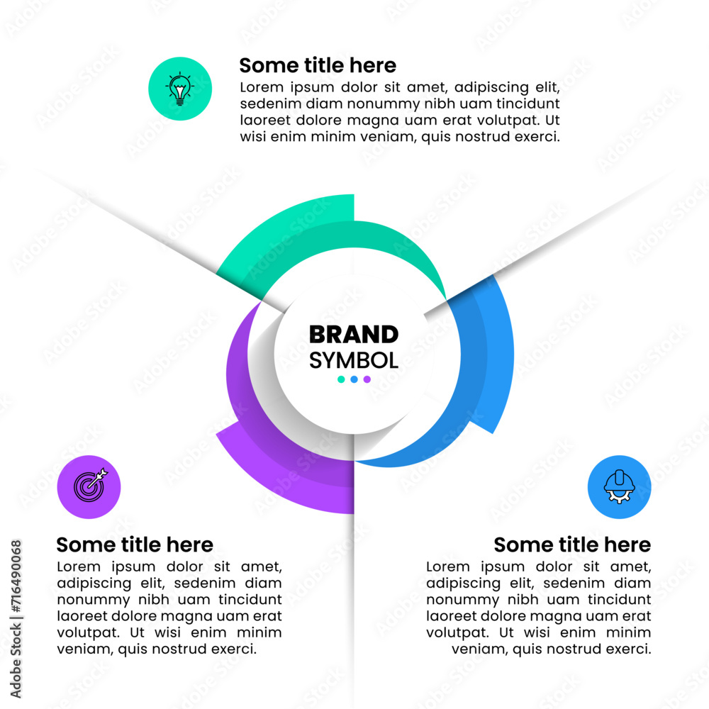 Infographic template. Circle in the middle with 3 steps Stock Vector ...