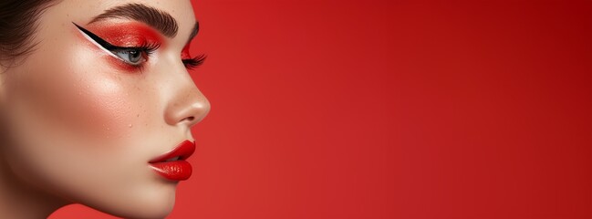 Canvas Print - a woman with red lipstick