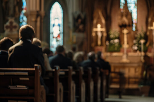 A Christian ceremony unfolds in a stunning cathedral, adorned with candles and religious symbols.
