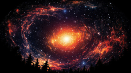 Wall Mural - black hole, illustration of a multicolored singularity in outer space abstract fictional bright cosm