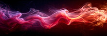 Red, Purple And Orange Color Smoke On Black Background, Wide Format Image.