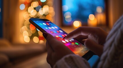 Smartphone User with Colorful App Icons