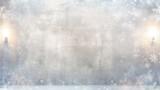 Fototapeta Mapy - christmas background, empty blank wall decorated with glowing bulbs, snowfall, blurred abstract background
