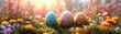 © Vasiliy - Beautiful postcard with easter decoration and painted colorful easter eggs. Banner