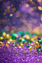 Mardi Gras carnival blurred confetti backdrop