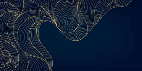 Wall Mural - vector gold line abstract wavy background, luxury curve texture, graphic geometric element. premium 