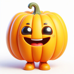 Wall Mural - 3D funny cartoon of a pumpkin. Agriculture and healthy food. AI generated