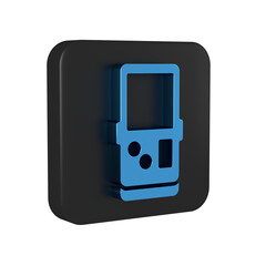 Sticker - Blue Portable tetris electronic game icon isolated on transparent background. Vintage style pocket brick game. Interactive playing device. Black square button.