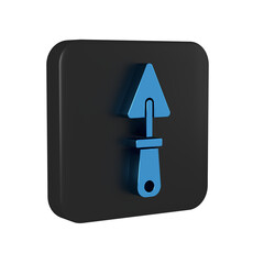 Canvas Print - Blue Trowel icon isolated on transparent background. Black square button.